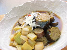 お店レシピ☆なすと長ねぎの煮物